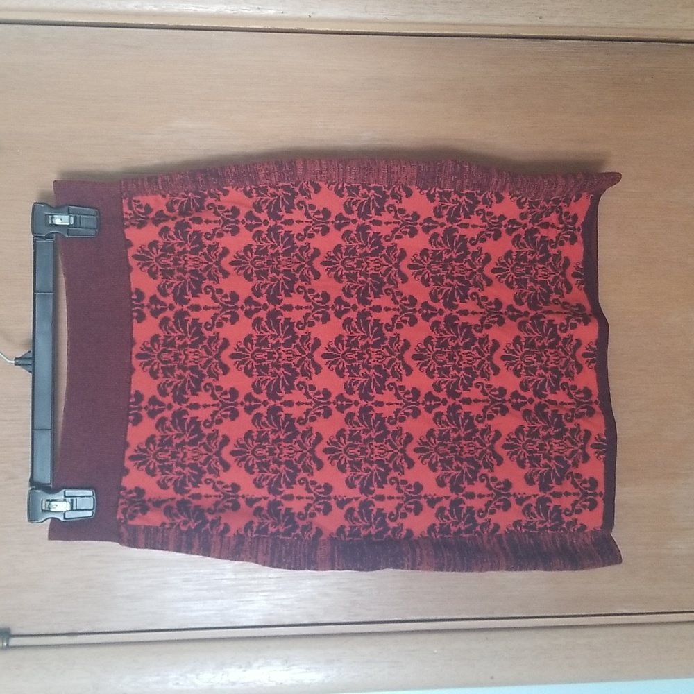 Anthropologie Moth Burnt Orange Damask Print Sweater Skirt sz Medium